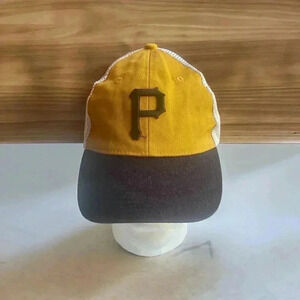 Pittsburgh Pirates Vintage Hat Cap MLB Yellow Black Mesh Strapback Adjustable